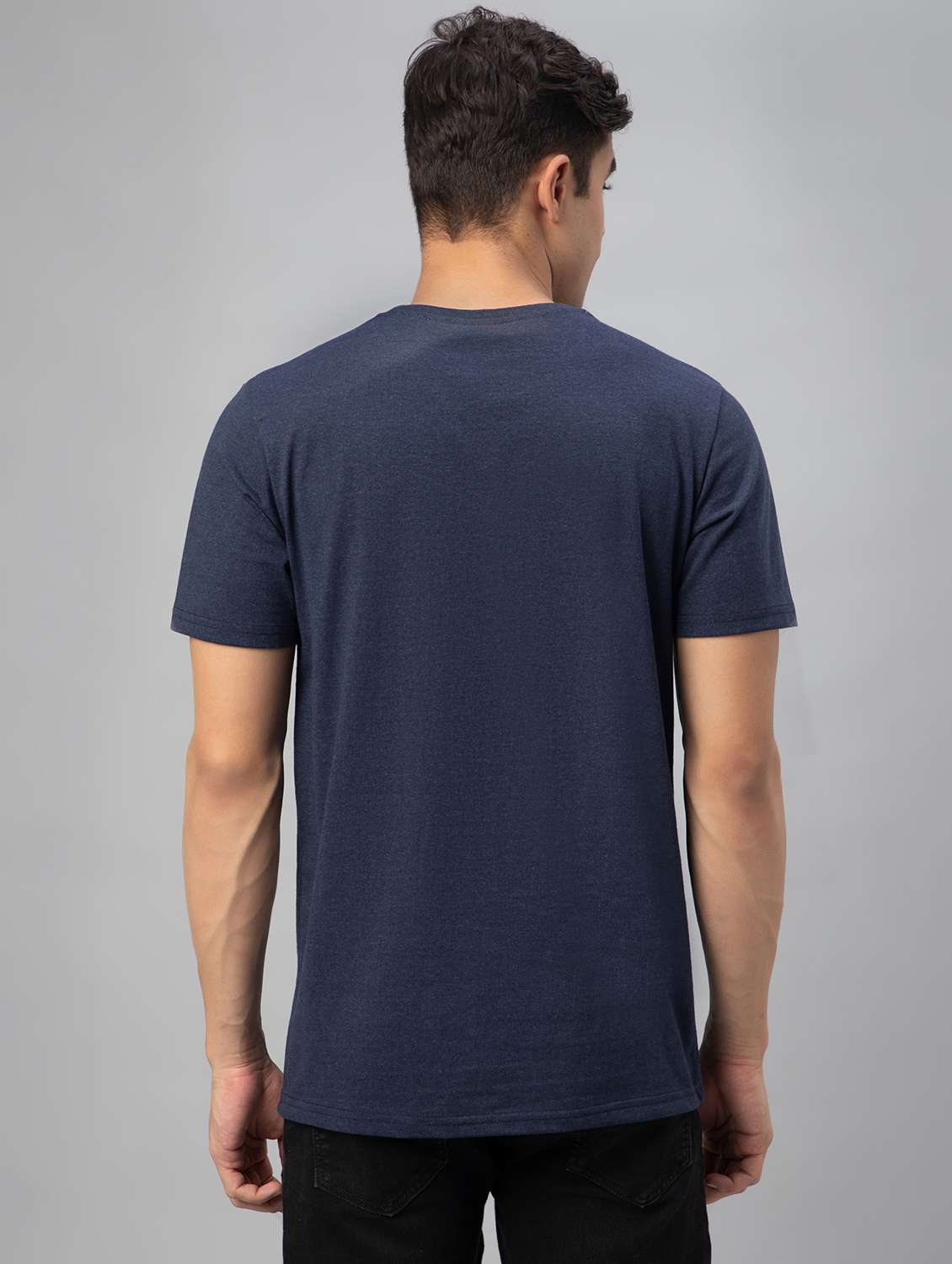 navy blue printed short sleeve t-shirt - 20366482 -  Standard Image - 4