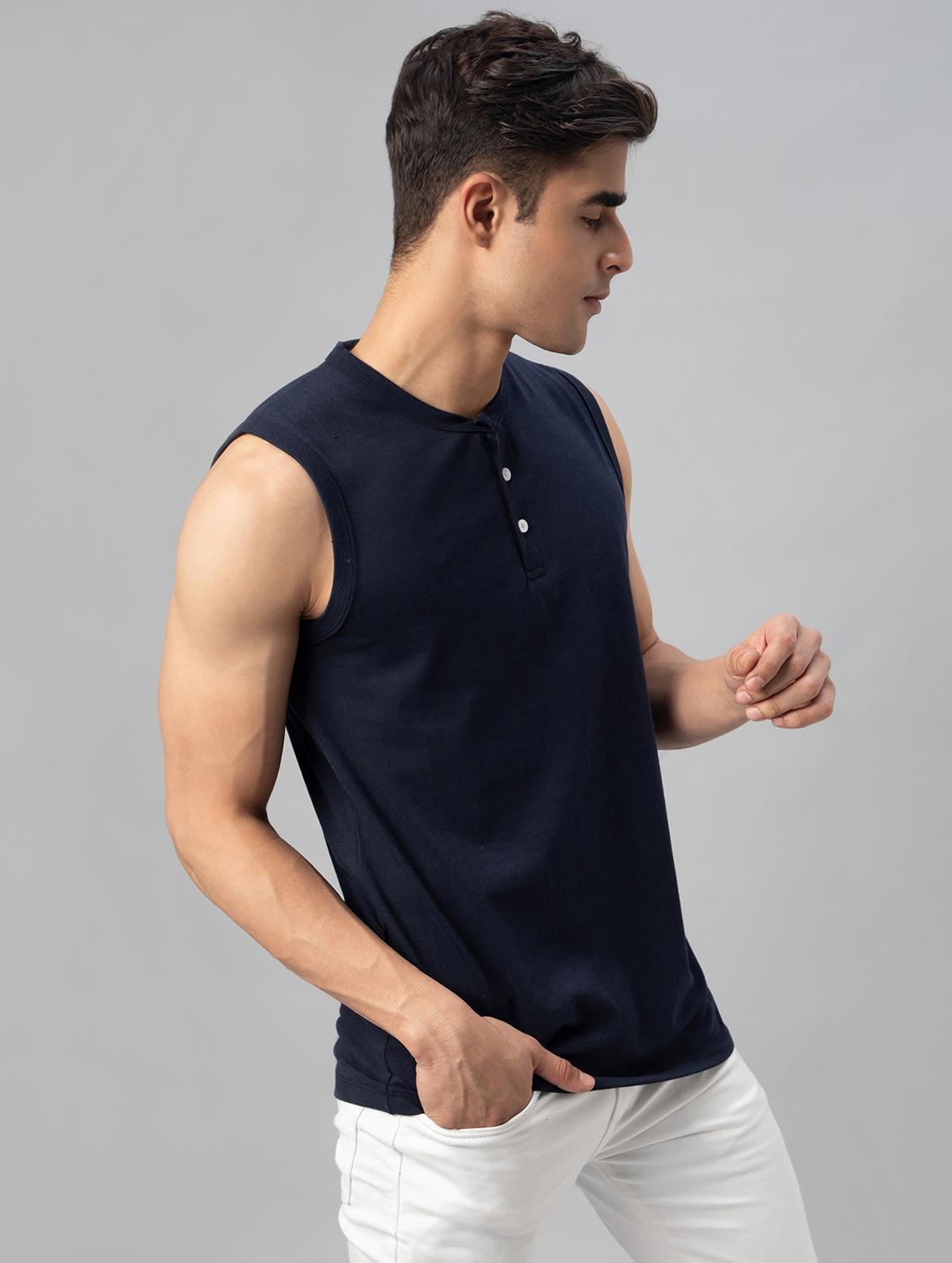 Blue Sleeveless T Shirt Action Sleeveless Tank Top Shirt