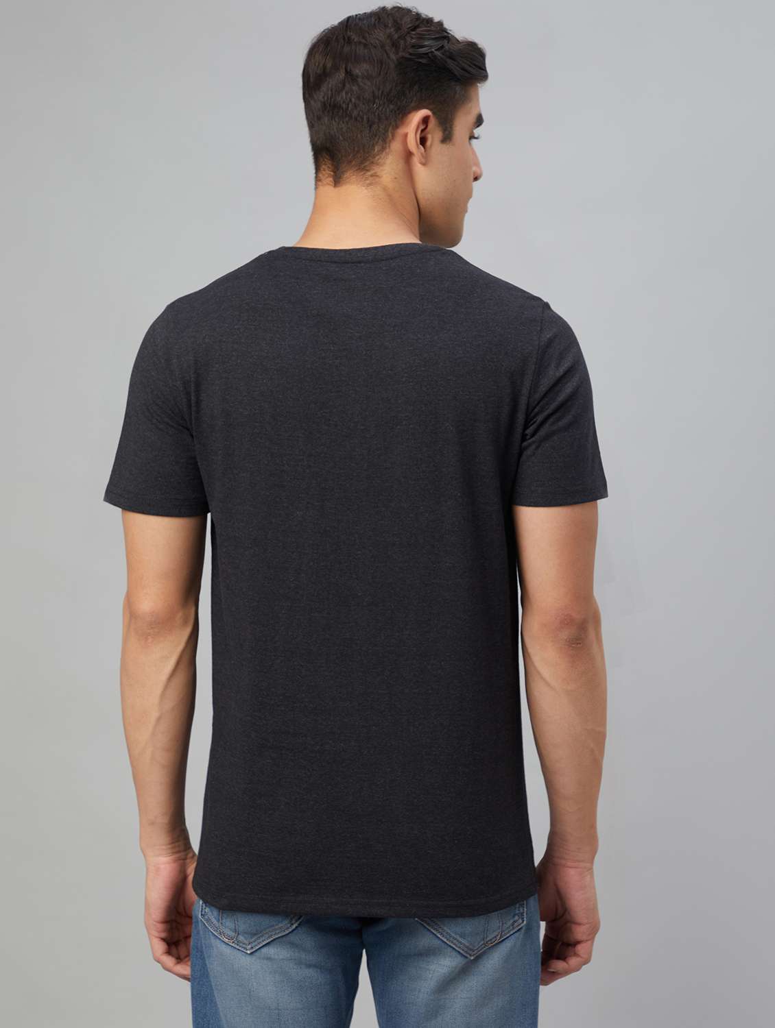 black printed short sleeve t-shirt - 20367078 -  Standard Image - 4