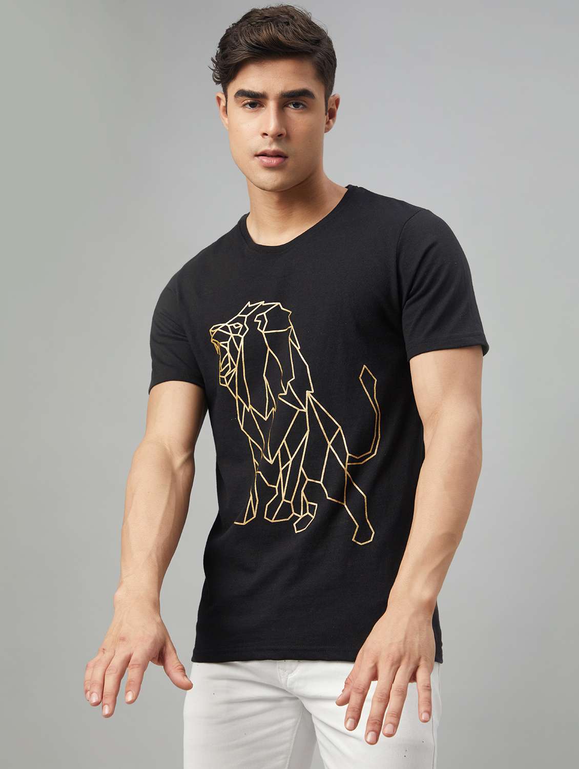 black printed short sleeve t-shirt - 20367082 -  Standard Image - 1