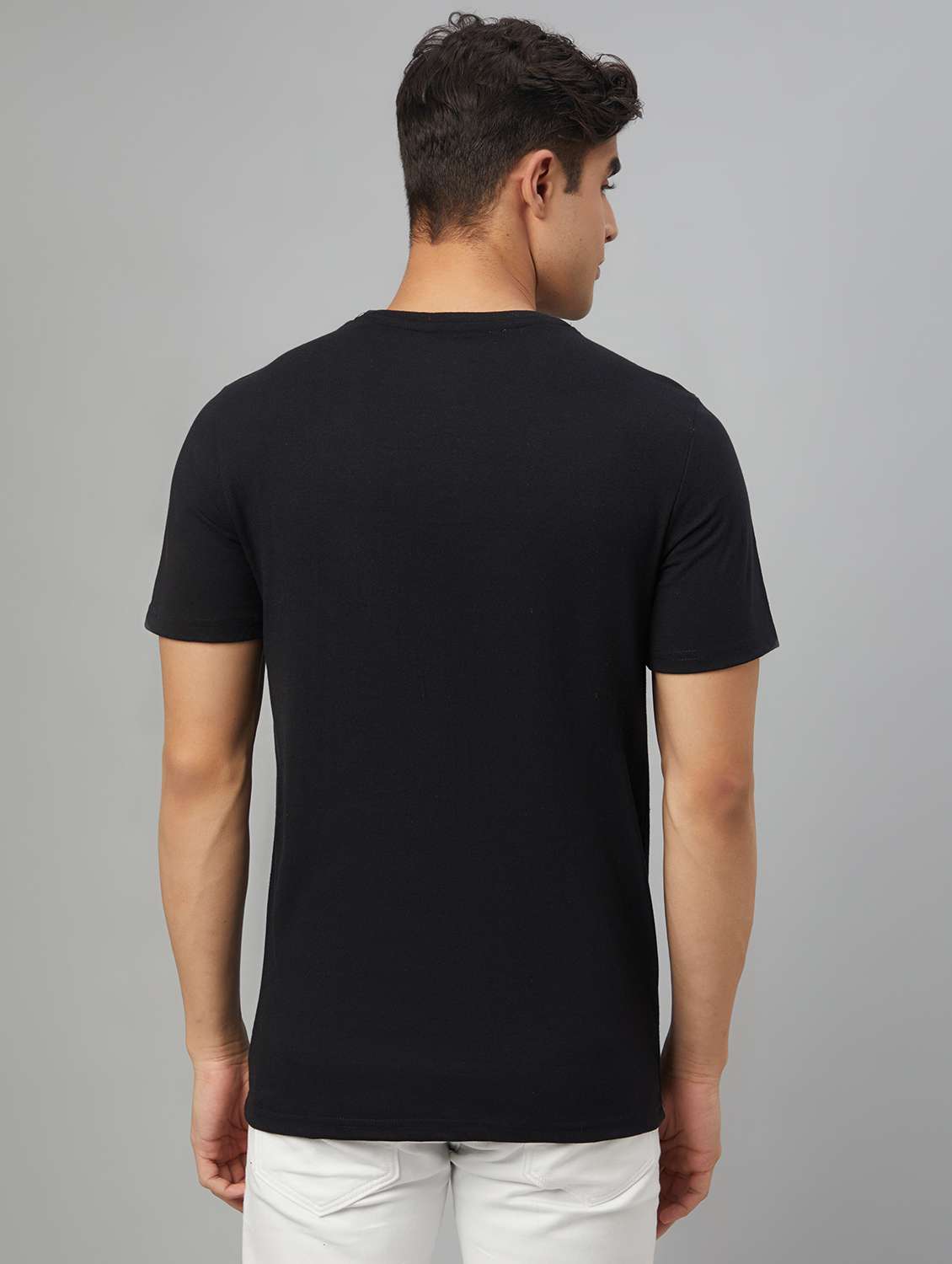 black printed short sleeve t-shirt - 20367082 -  Standard Image - 4