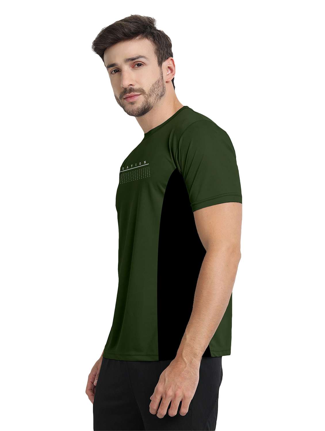 men round neck color block sports t-shirt - 20367202 -  Standard Image - 1