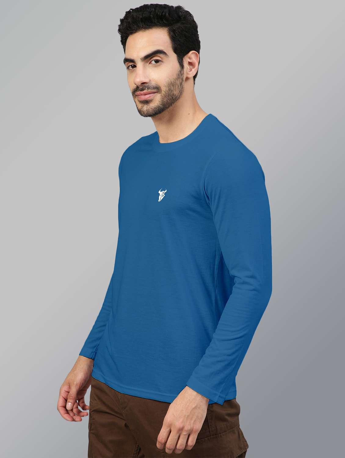 blue solid long sleeve t-shirt - 20367240 -  Standard Image - 1