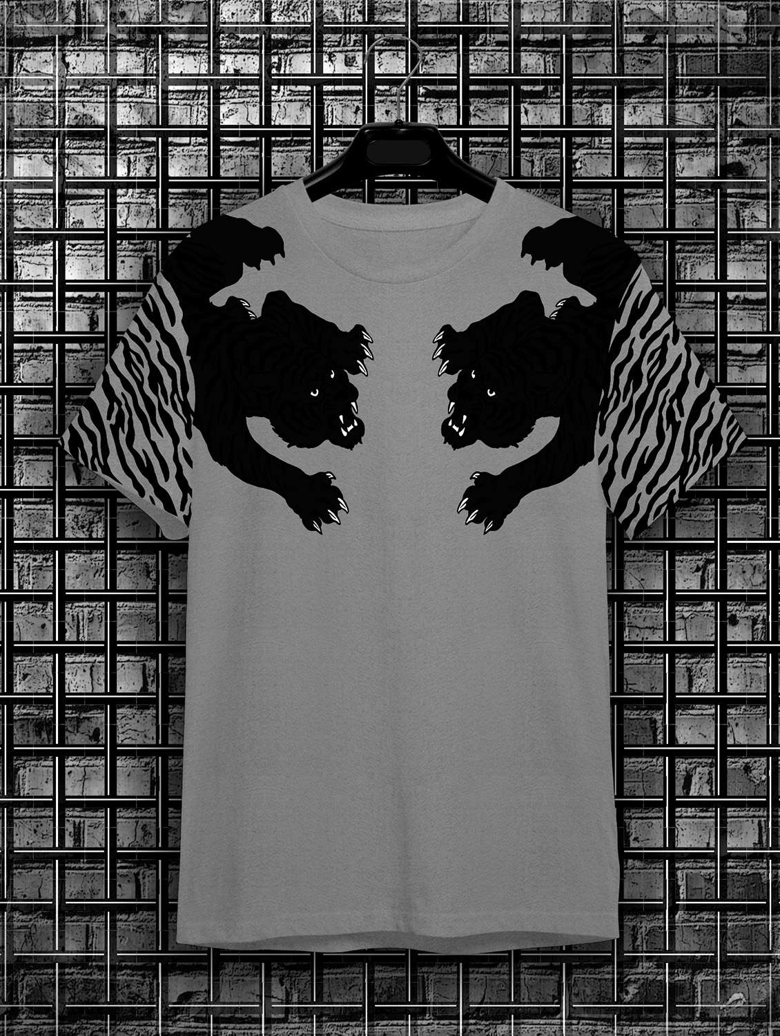 grey printed short sleeve t-shirt