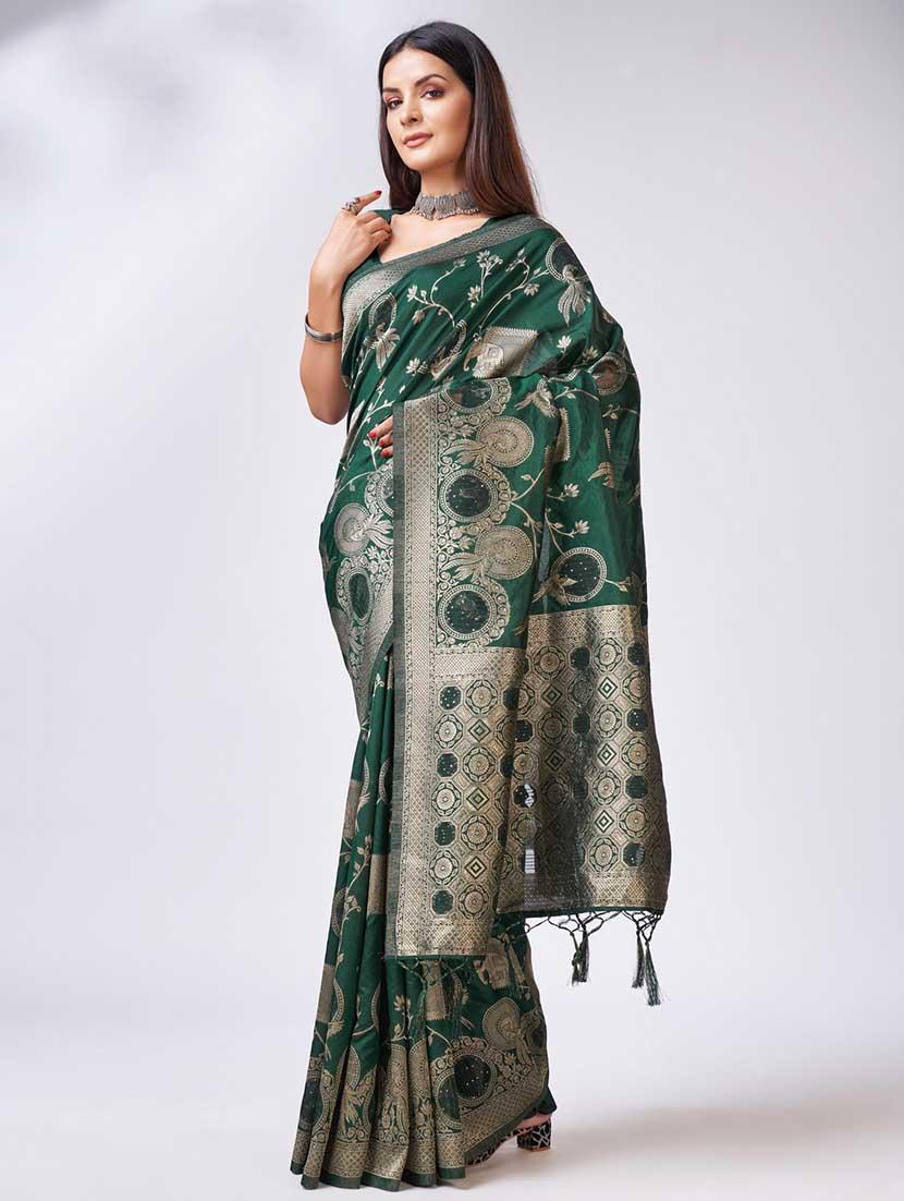 green colored banarasi saree - 20367464 - Standard Image - 1