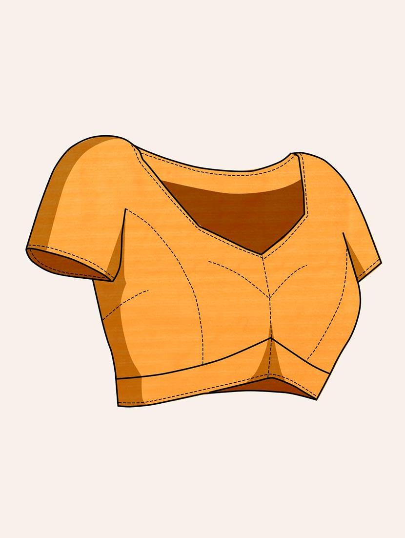 orange colored bordered saree with blouse - 20367499 - Standard Image - 4