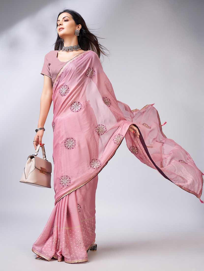 mauve colored embellished  saree - 20367500 -  Standard Image - 1