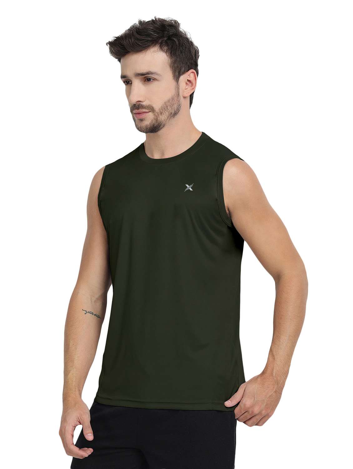 olive green polyester vest - 20367682 -  Standard Image - 1
