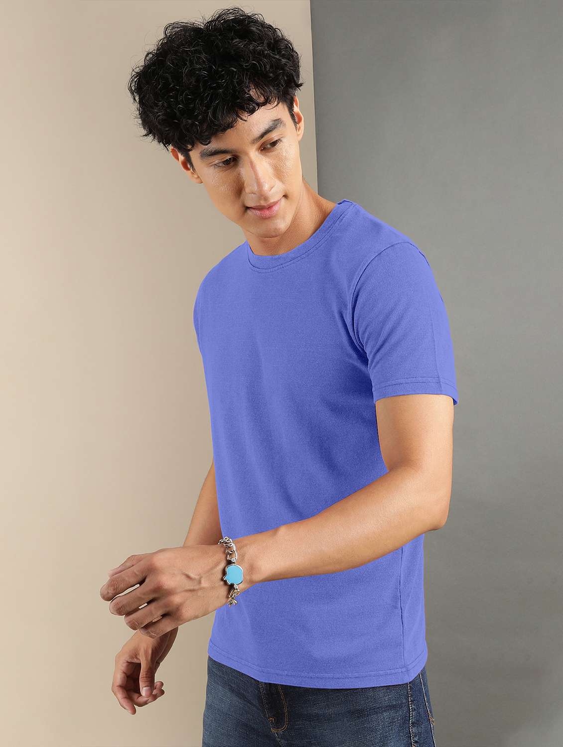 blue solid short sleeve t-shirt - 20367736 -  Standard Image - 1