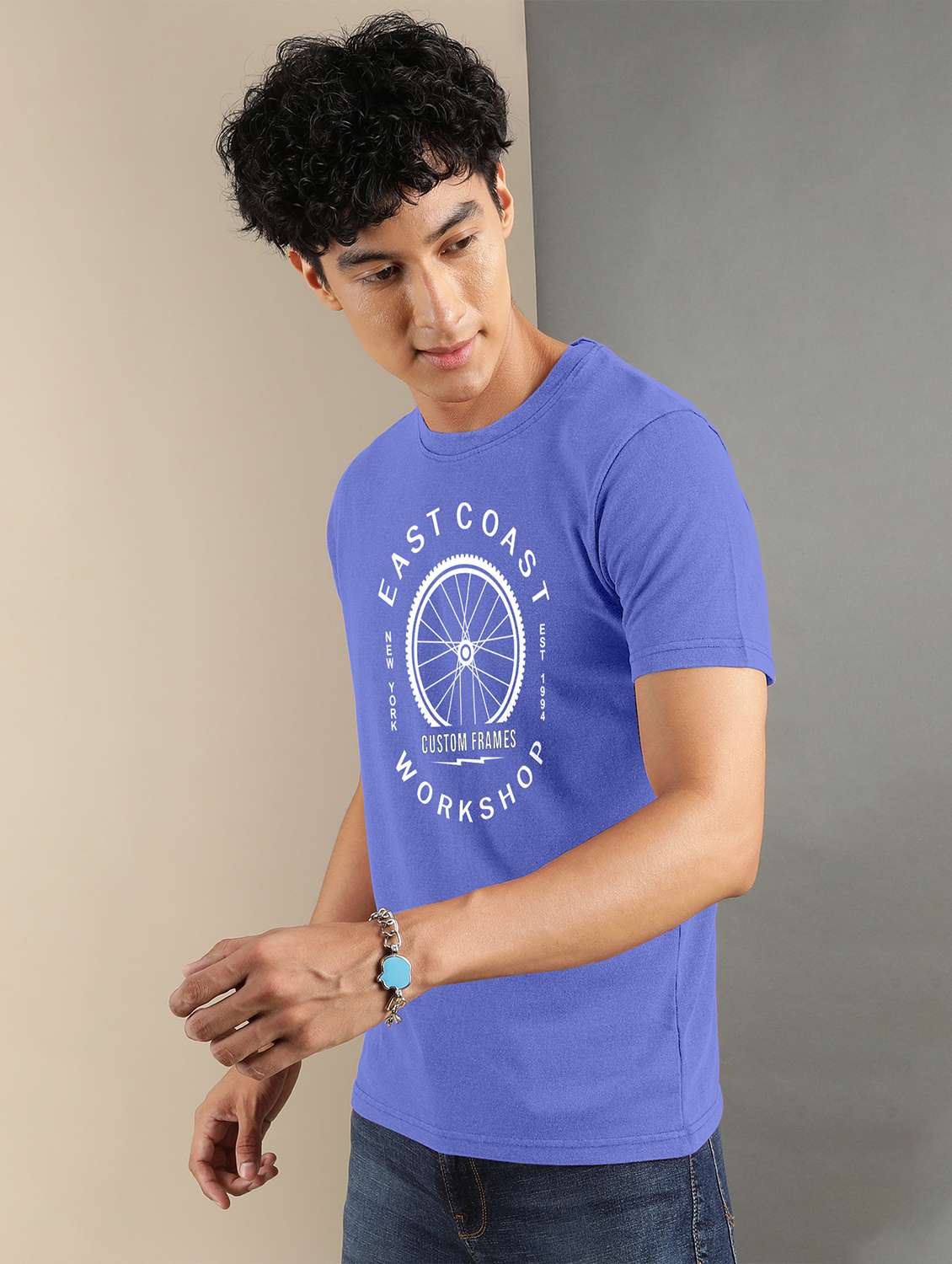 blue printed short sleeve t-shirt - 20367742 -  Standard Image - 1