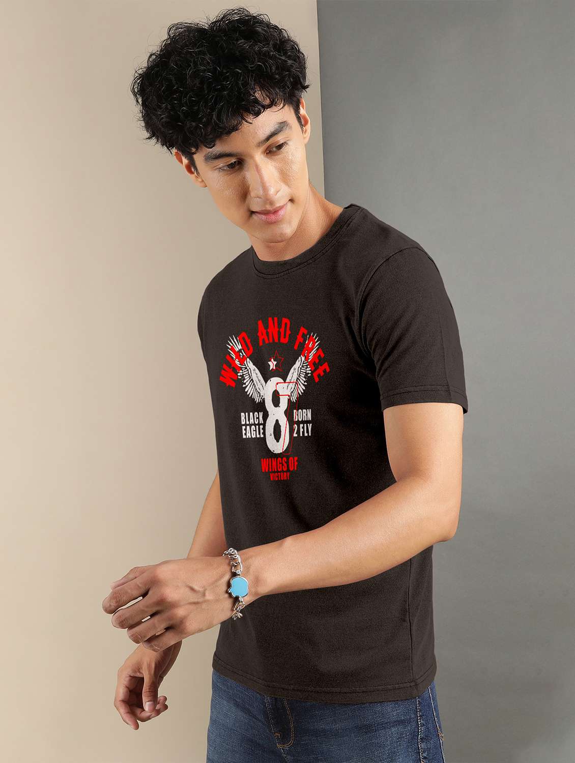 brown printed short sleeve t-shirt - 20367743 -  Standard Image - 1