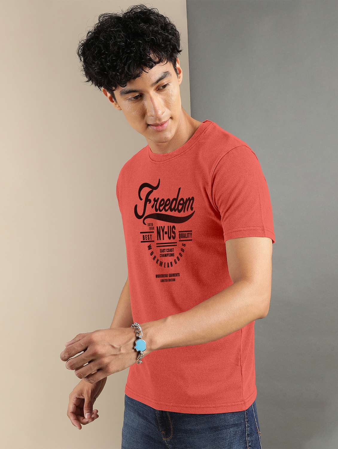 men front printed short sleeve t-shirt - 20367745 -  Standard Image - 1