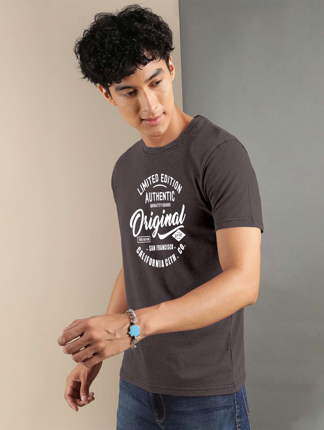 grey printed short sleeve t-shirt - 20367747 -  Standard Image - 1