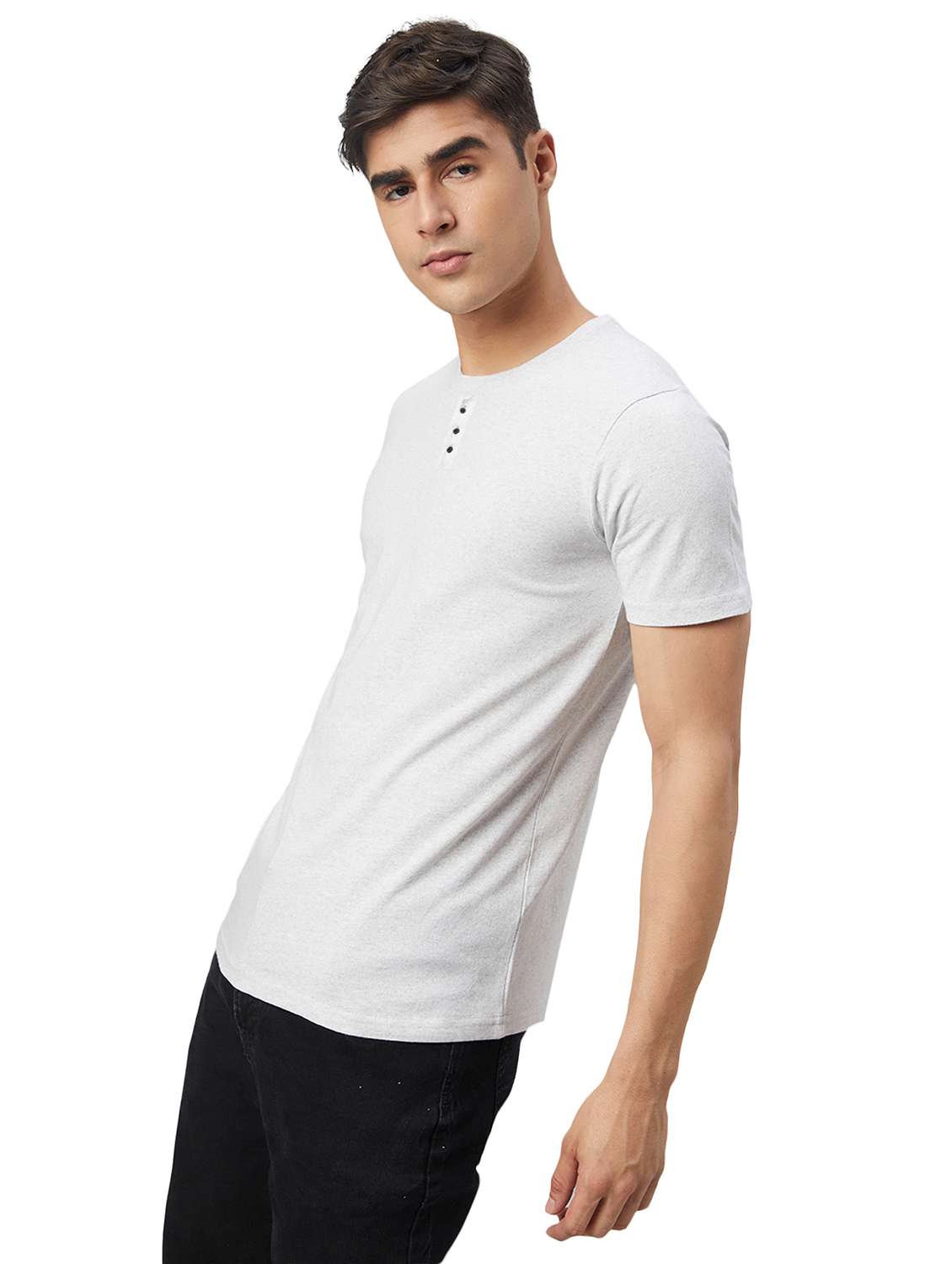 white solid round neck t-shirt - 20367755 -  Standard Image - 1