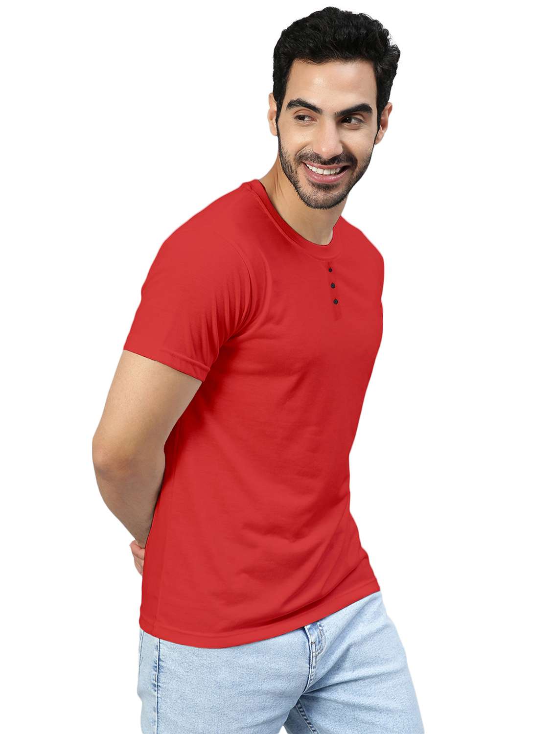 red solid round neck t-shirt - 20367756 -  Standard Image - 1