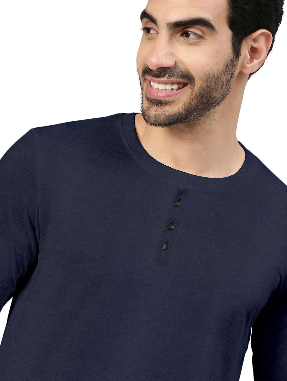 navy blue solid round neck t-shirt - 20367764 -  Standard Image - 4