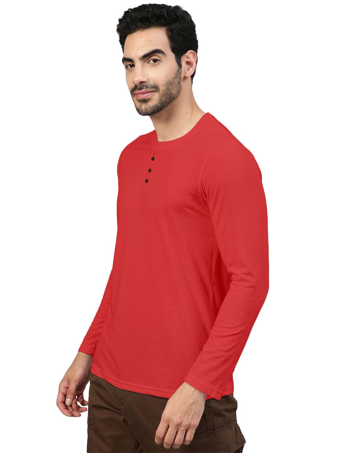 red solid round neck t-shirt - 20367766 -  Standard Image - 1