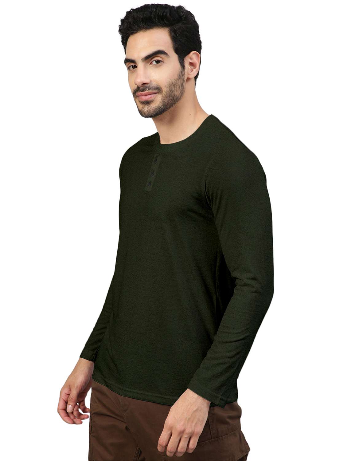 green solid round neck t-shirt - 20367767 -  Standard Image - 1
