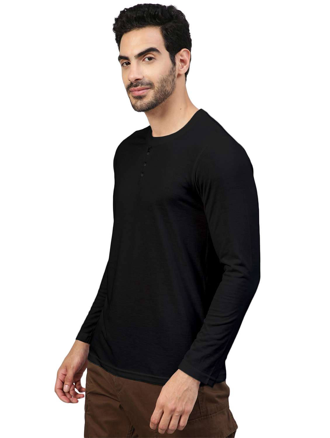 black solid round neck t-shirt - 20367769 -  Standard Image - 1