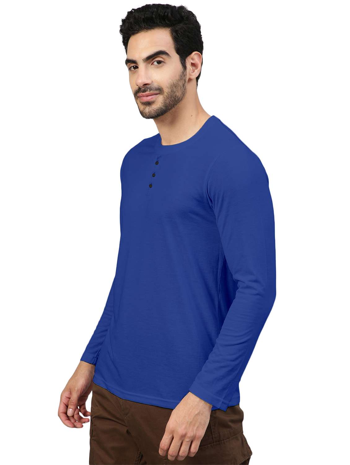 blue solid round neck t-shirt - 20367770 -  Standard Image - 1