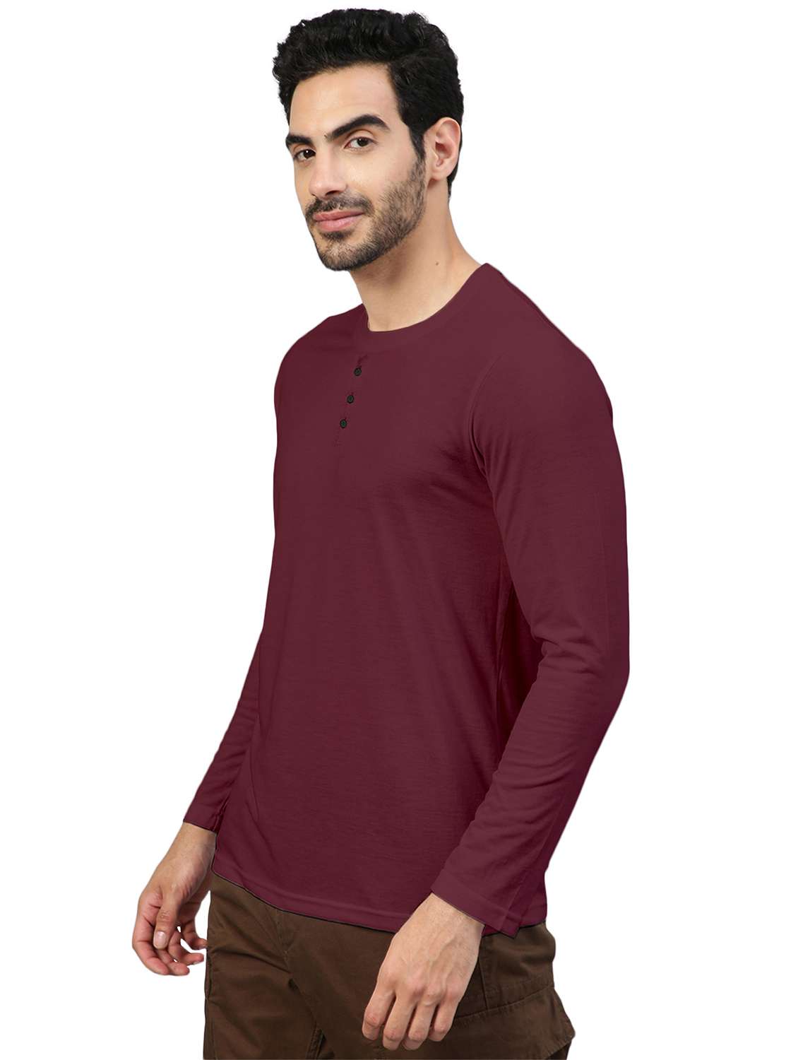 maroon solid round neck t-shirt - 20367773 -  Standard Image - 1