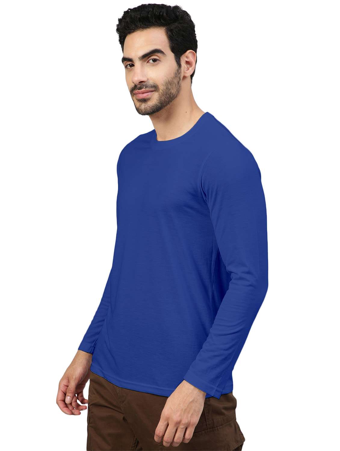blue solid long sleeve t-shirt - 20367836 -  Standard Image - 1