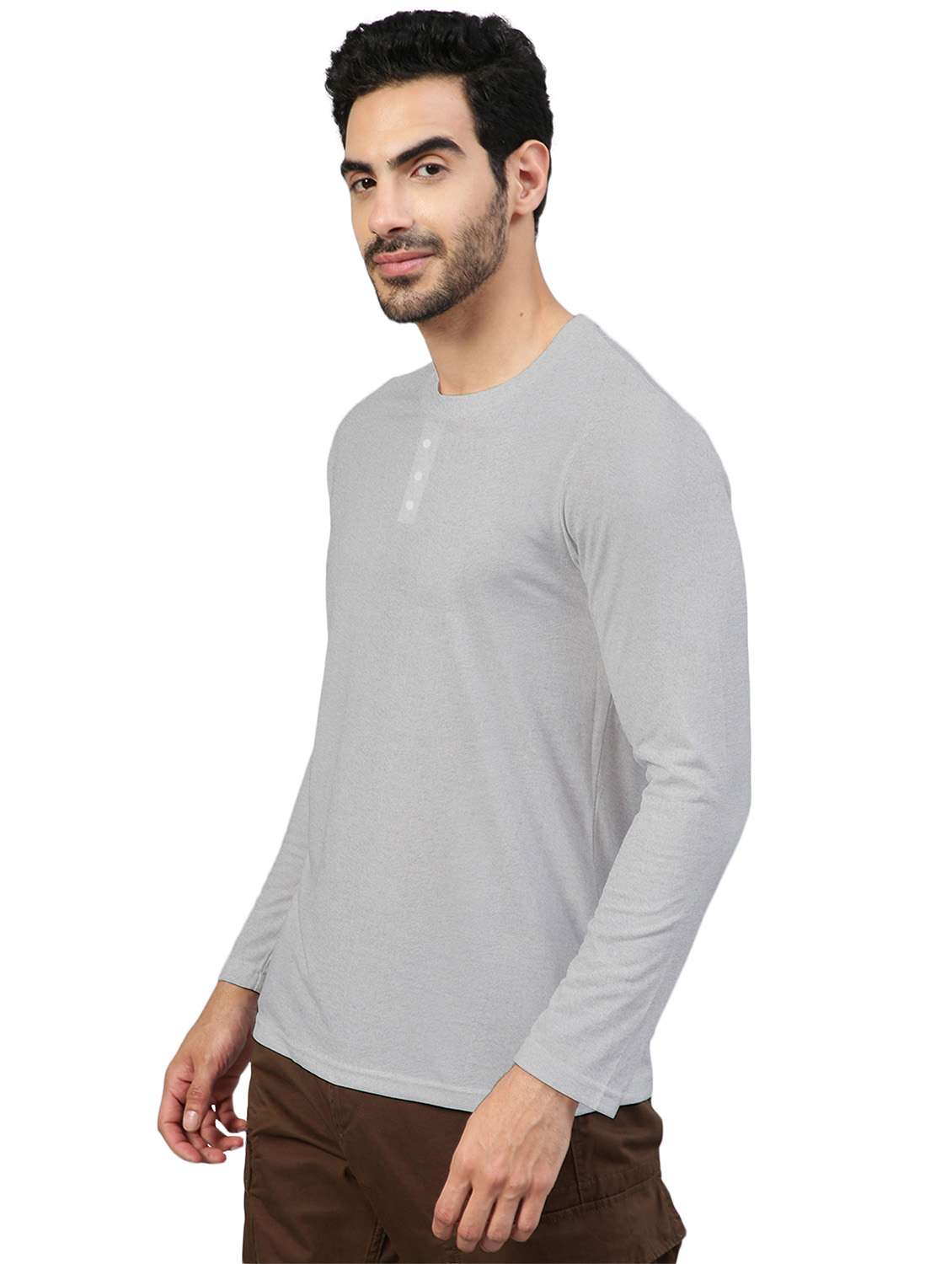 grey solid long sleeve t-shirt - 20367840 -  Standard Image - 1