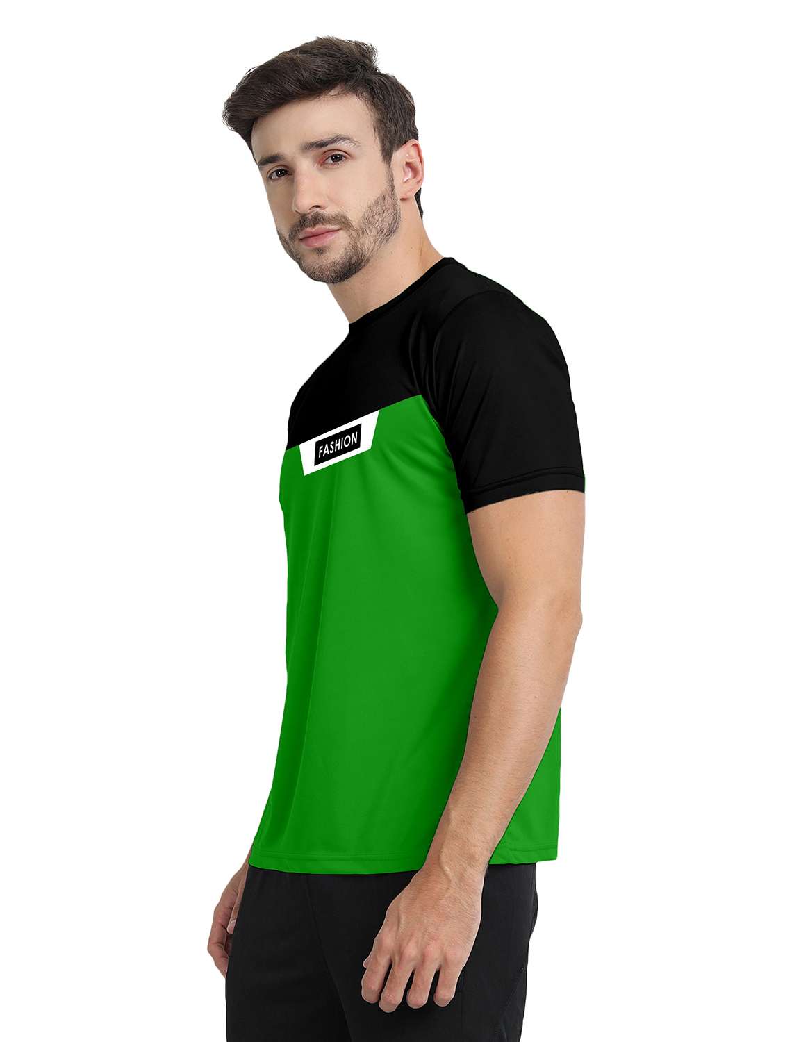 green color block short sleeve t-shirt - 20367877 -  Standard Image - 1