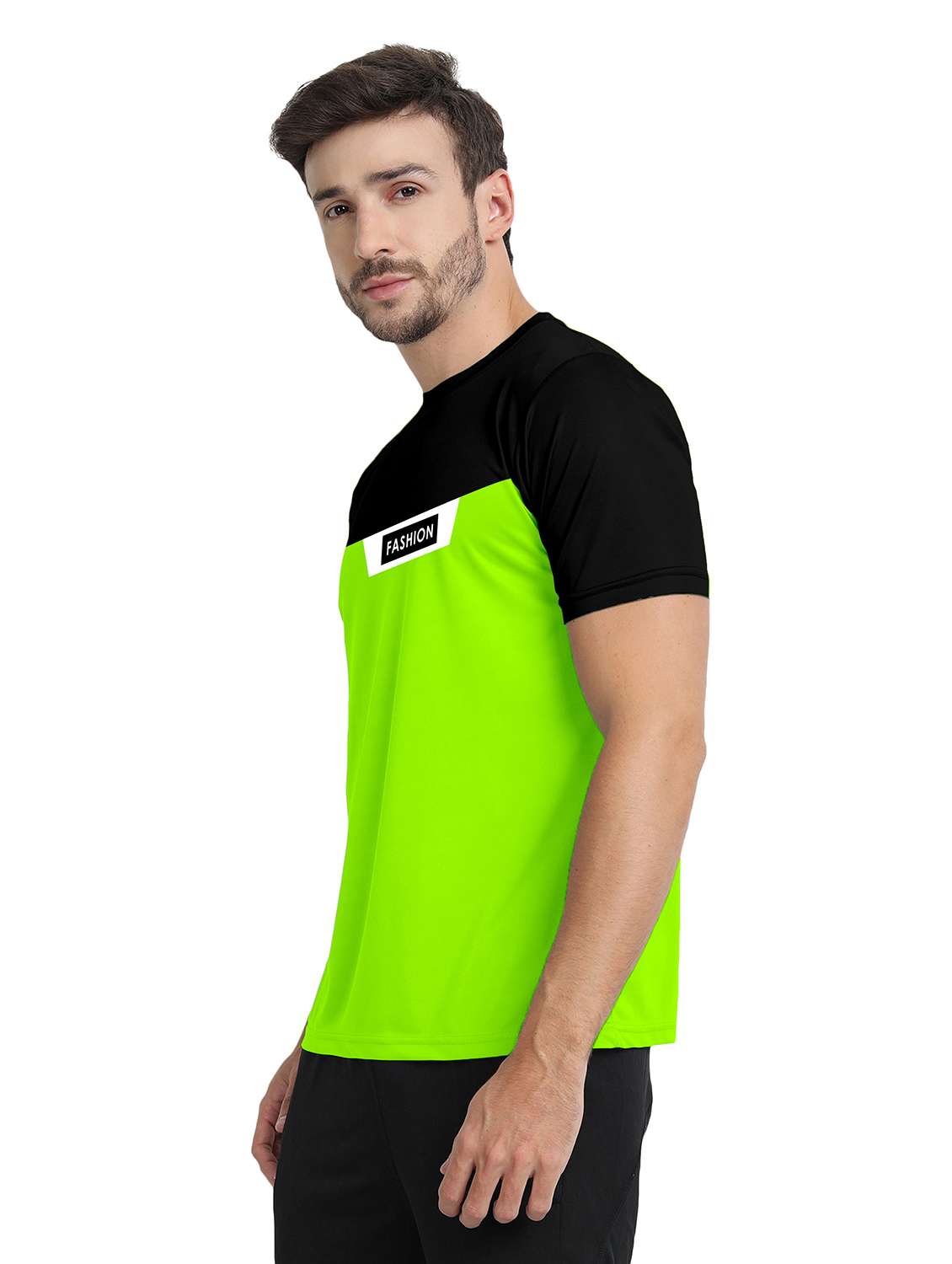 green color block short sleeve t-shirt - 20367880 -  Standard Image - 1