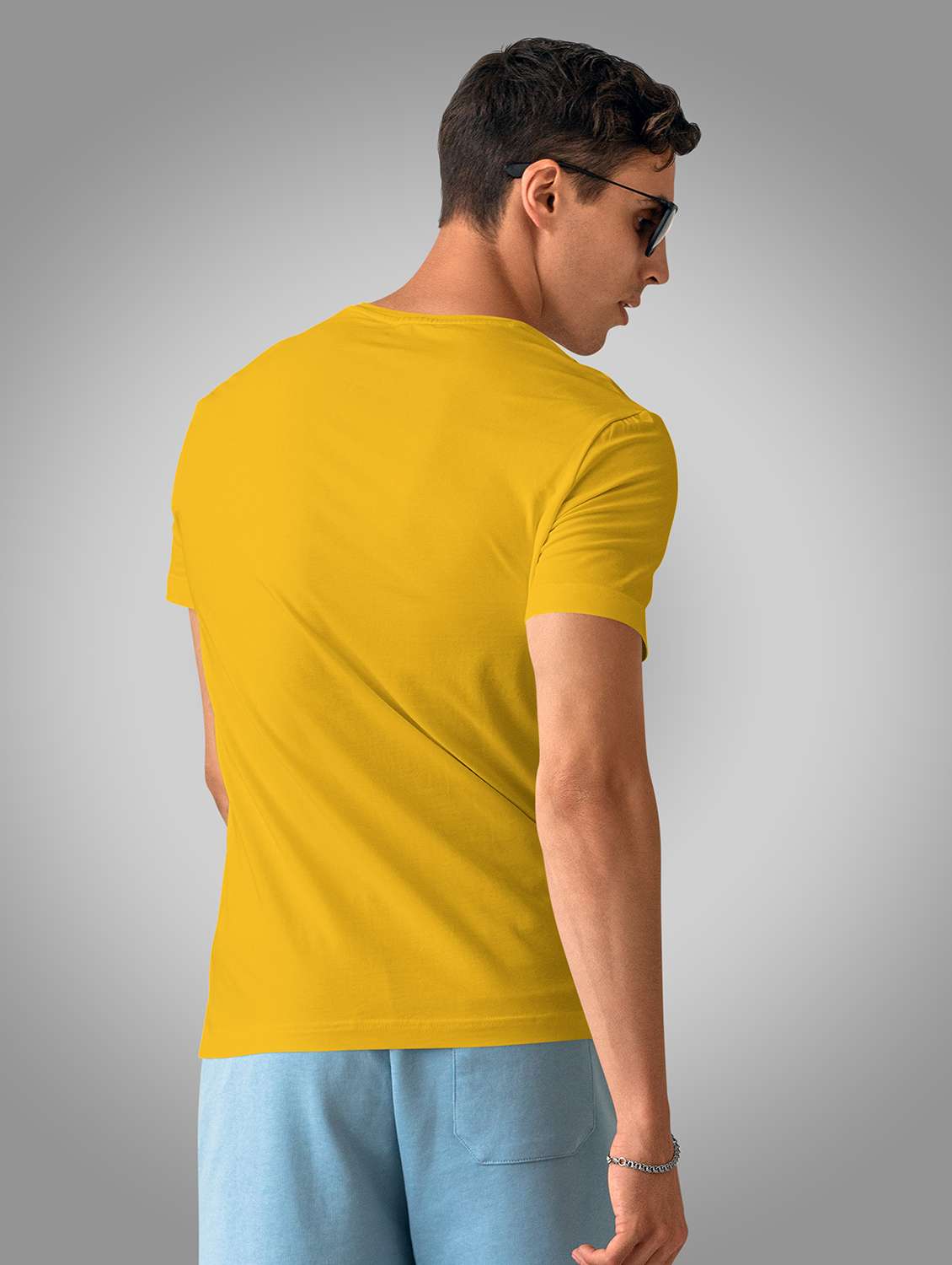 yellow short sleeve chest print t-shirt - 20367891 -  Standard Image - 1