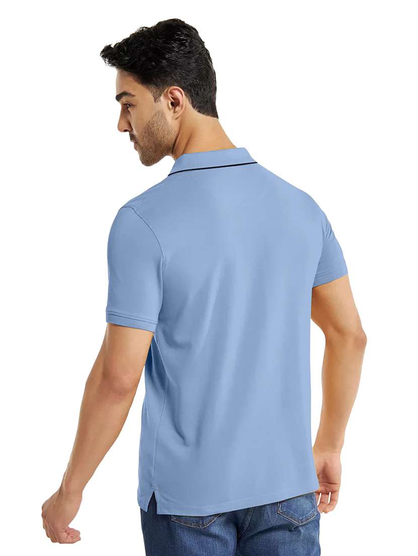 light blue striped polo t-shirt - 20367901 -  Standard Image - 1