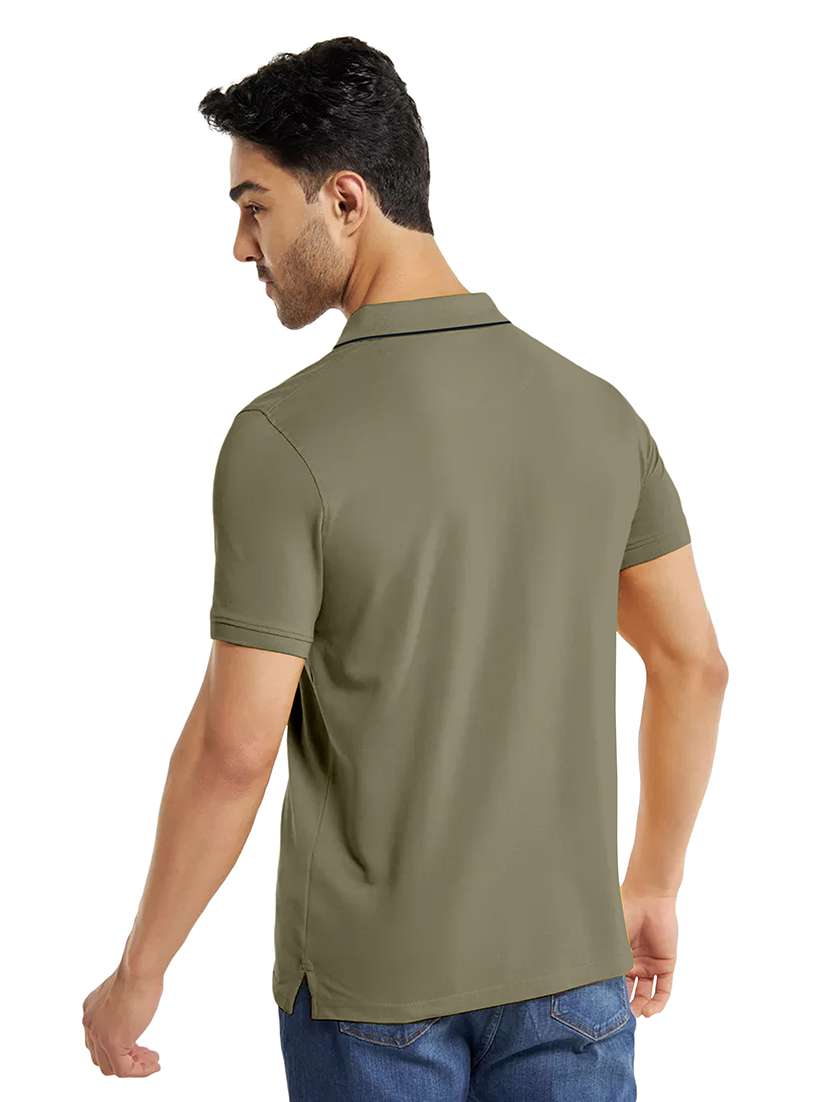 olive striped polo t-shirt - 20367902 -  Standard Image - 1