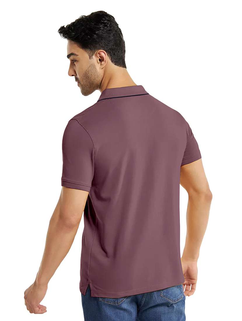 mauve striped polo t-shirt - 20367907 -  Standard Image - 1
