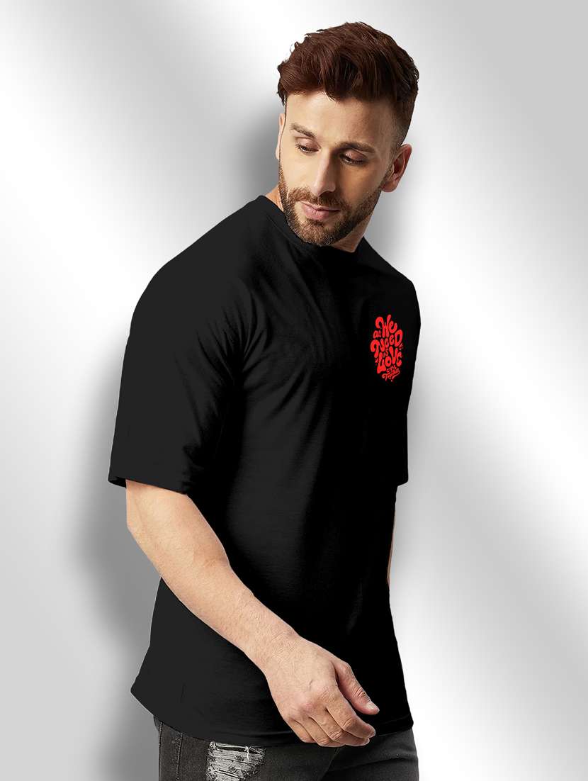 black printed round neck t-shirt - 20368670 -  Standard Image - 1