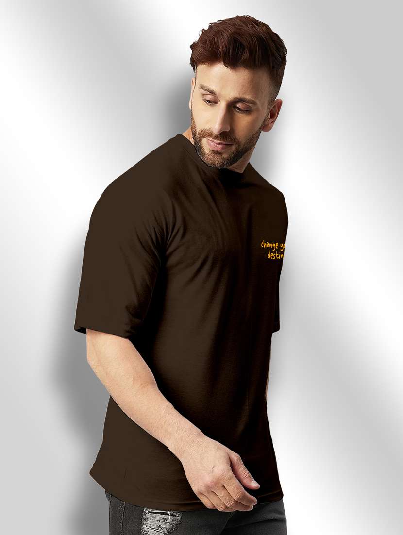 brown printed round neck t-shirt - 20368675 -  Standard Image - 1