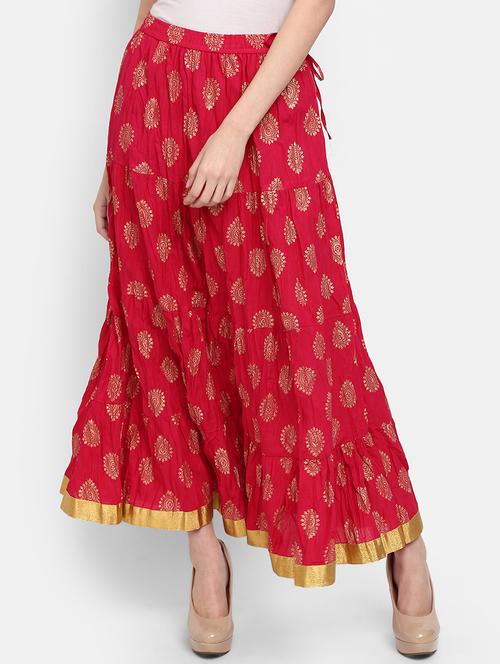red flared long skirt - 20368831 - Standard Image - 0