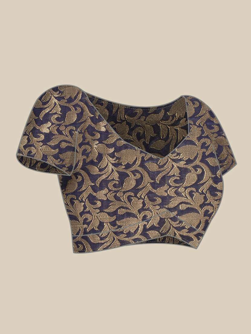 turquoise self design kanjivaram saree with blouse - 20369041 -  Standard Image - 4