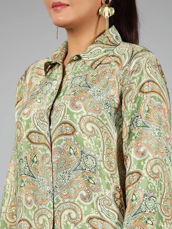 juniper women green kasturi silk printed co-ord set - 20369250 -  Standard Image - 4