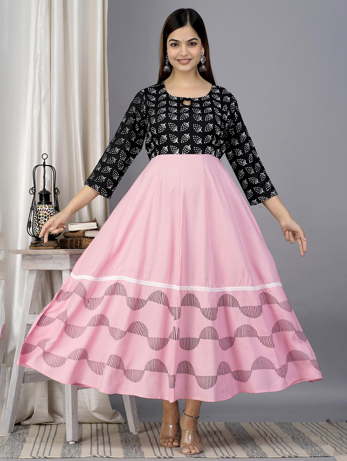 pink colored flared kurta - 20369315 -  Standard Image - 1