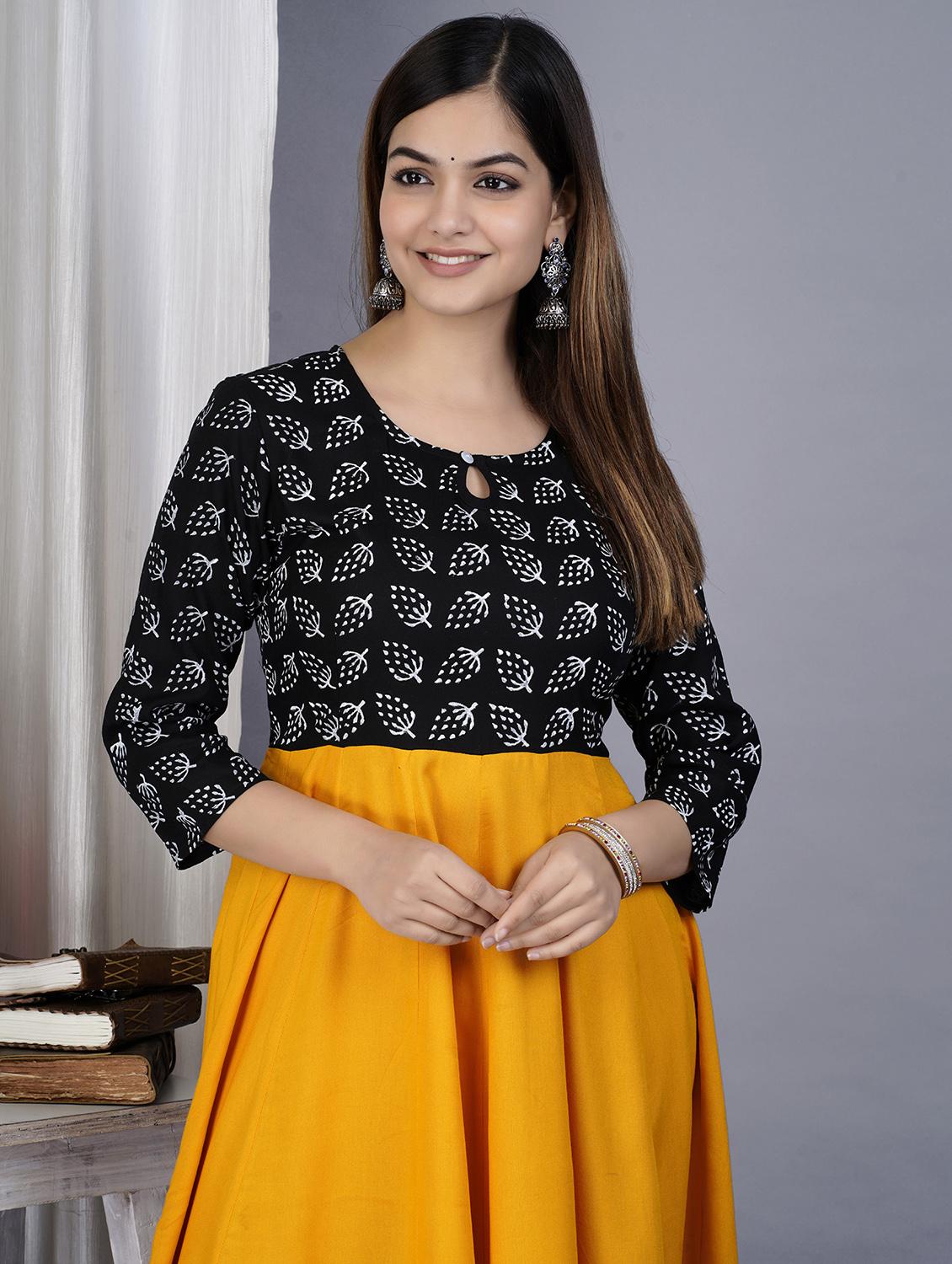 yellow colored flared kurta - 20369325 - Standard Image - 4