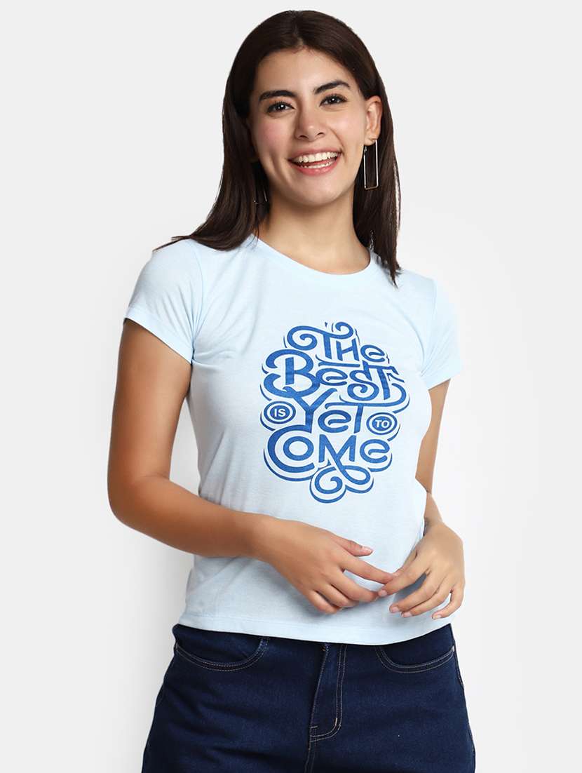 women's front print round neck t-shirt