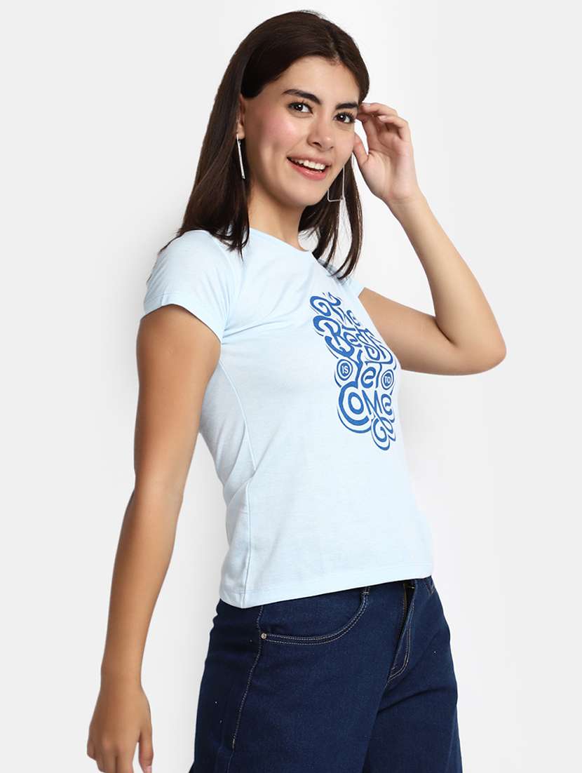 women's front print round neck t-shirt - 20369460 -  Standard Image - 1