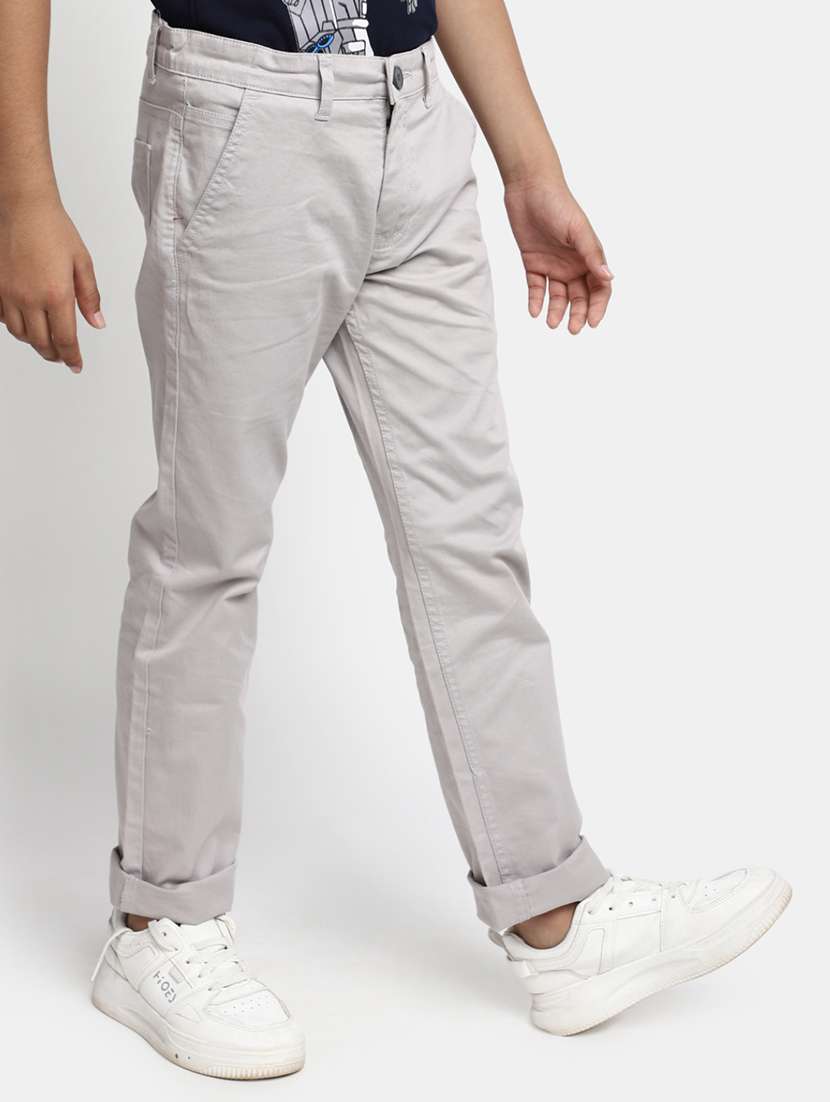 boys grey cotton casual chinos - 20369488 -  Standard Image - 1