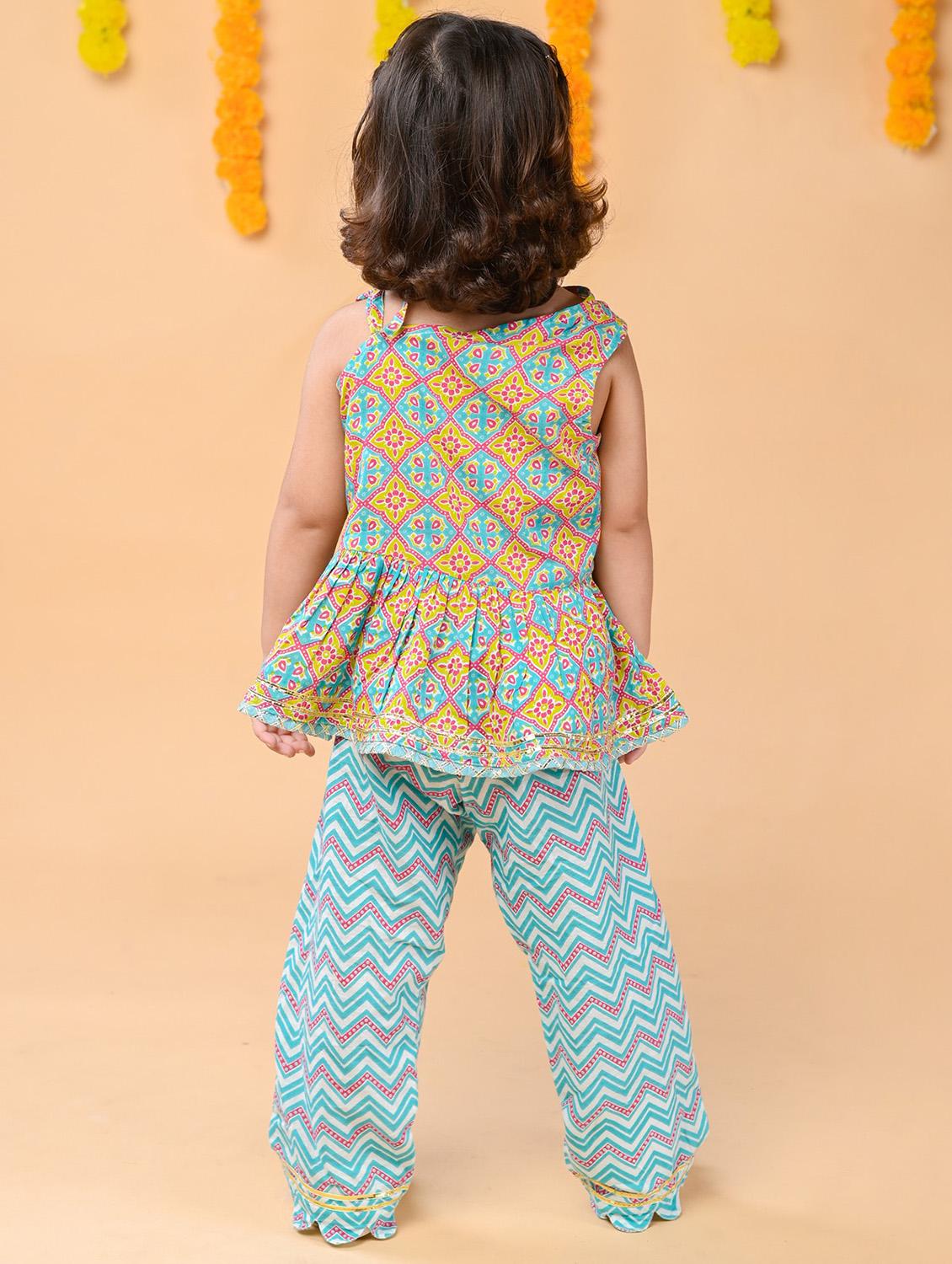 multi color printed kurta palazzo set - 20369523 - Standard Image - 1