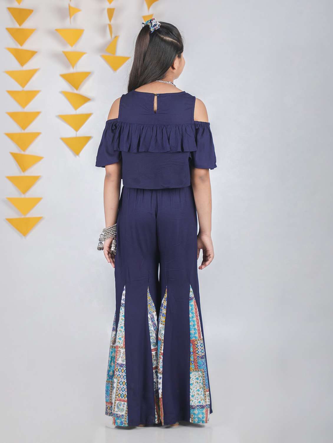 navy blue printed kurta palazzo set  - 20369529 -  Standard Image - 1