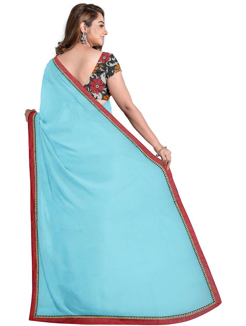 light blue colored bordered saree with blouse - 20371466 - Standard Image - 1