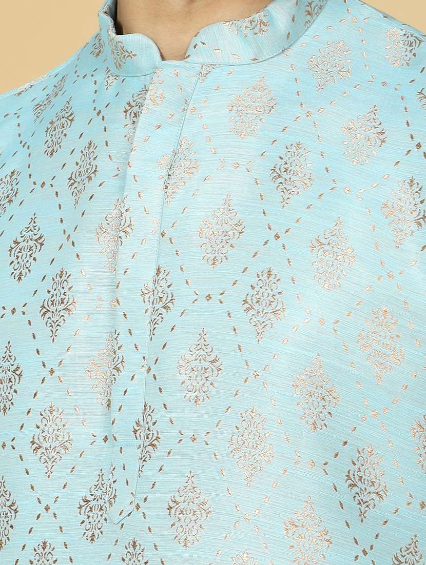 men self design jacquard long kurta - 20372757 - Standard Image - 4