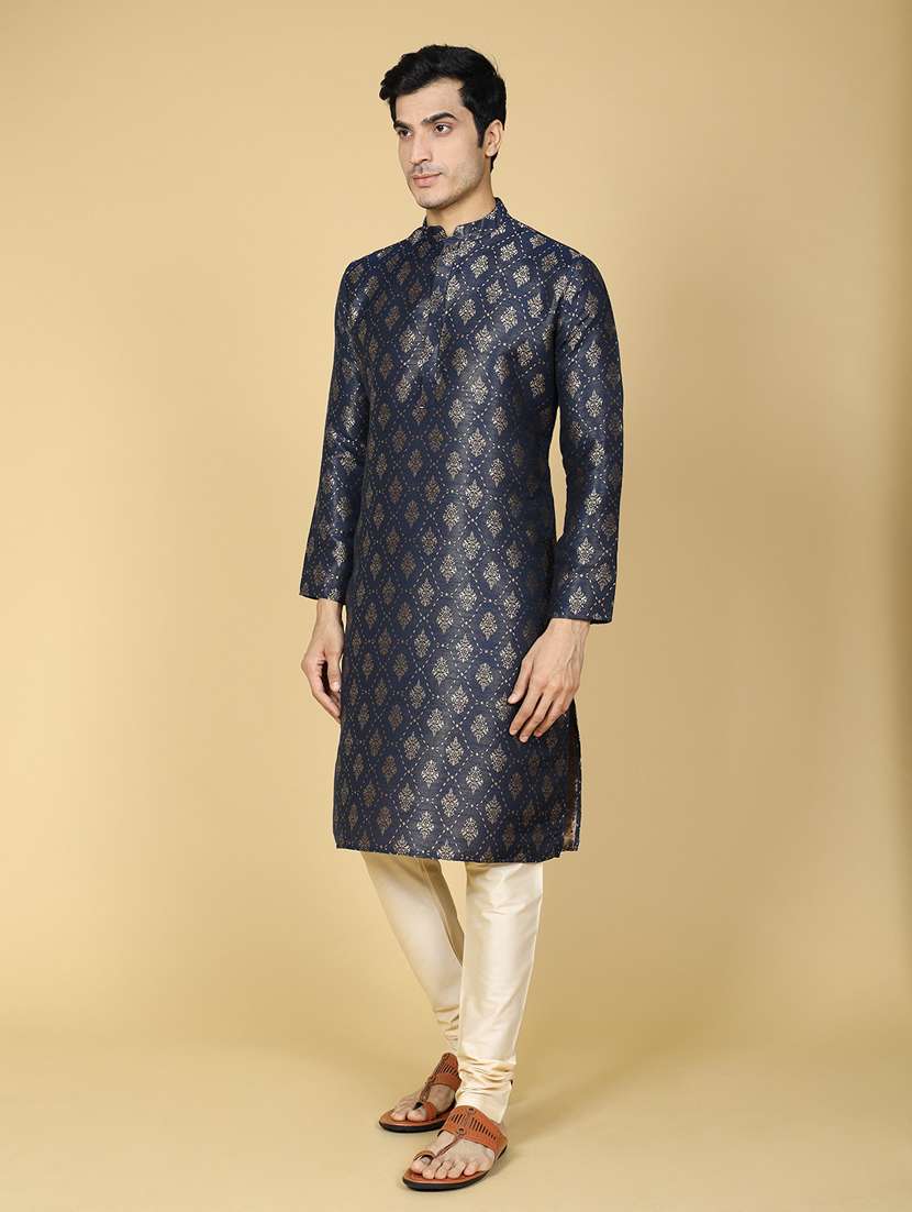 men self design jacquard long kurta - 20372760 -  Standard Image - 1