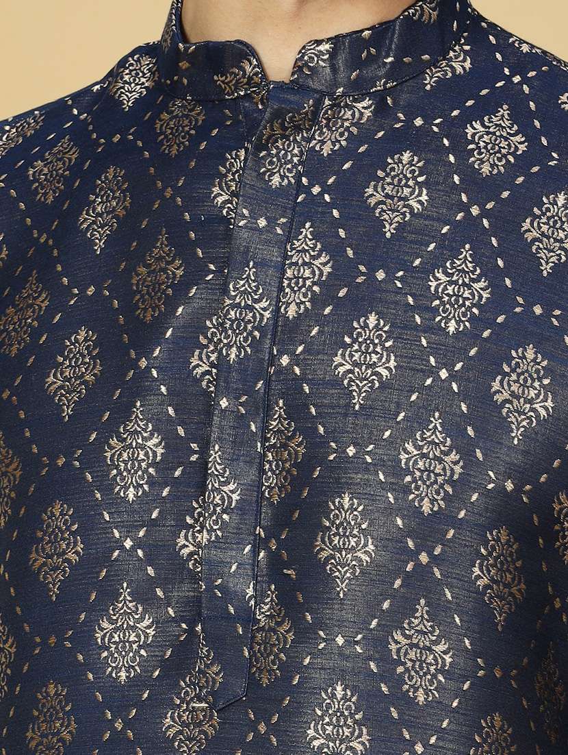 men self design jacquard long kurta - 20372760 -  Standard Image - 4