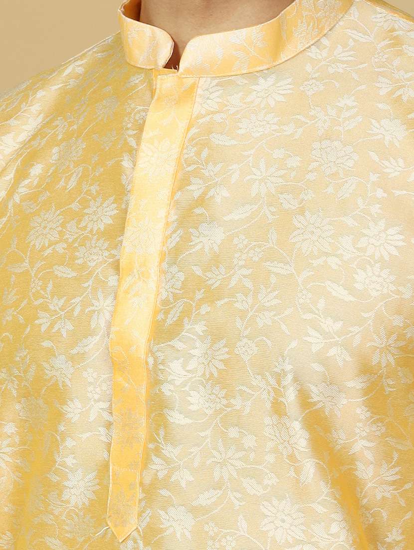 men self design jacquard long kurta - 20372761 - Standard Image - 4